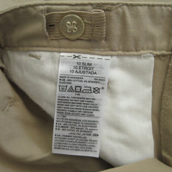Old Navy Skinny Built In Flex 10 Slim Boys Tan Khaki Chino Pants Uniform Cotton - Picture 3 of 4